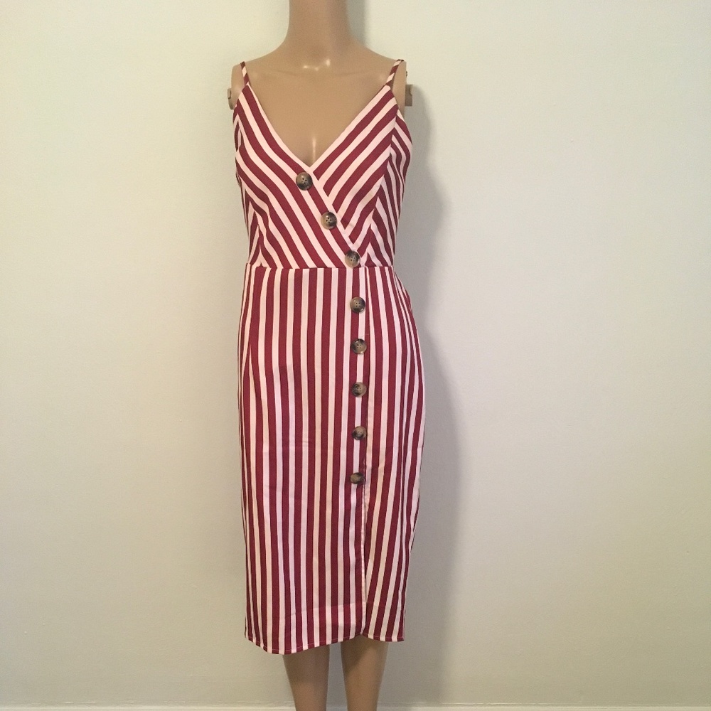 New Open back red and white dress - New with Tag